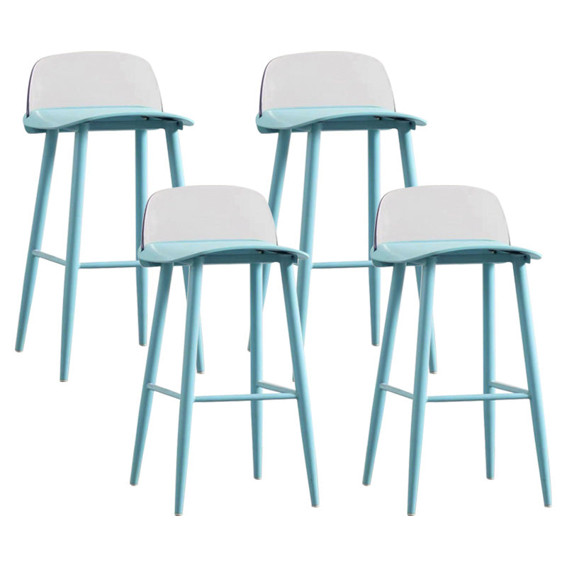 Scandinavian Footrest Home Stool Matte Finish Plastic Bar Stool Blue-Clear 4 Piece Set Clearhalo 'Bar Furniture' 'Bar Stools' 'bar_stools' 'furn' 'furn_bar_stools' 'Furniture' 'furniture_bar_stools' 'Kitchen & Dining Furniture' 4984343