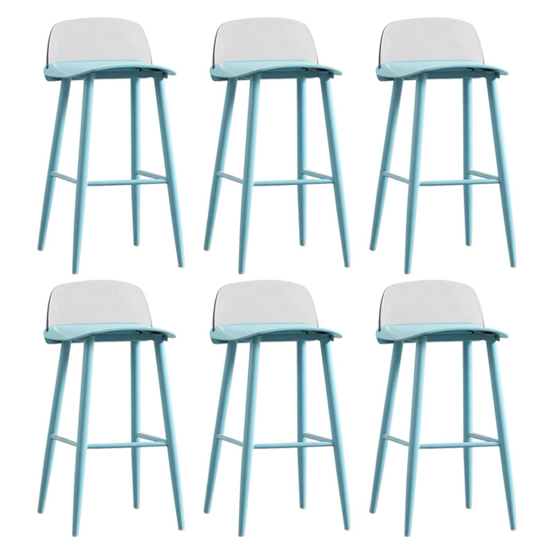 Scandinavian Footrest Home Stool Matte Finish Plastic Bar Stool Blue-Clear 6 Piece Set Clearhalo 'Bar Furniture' 'Bar Stools' 'bar_stools' 'furn' 'furn_bar_stools' 'Furniture' 'furniture_bar_stools' 'Kitchen & Dining Furniture' 4984344