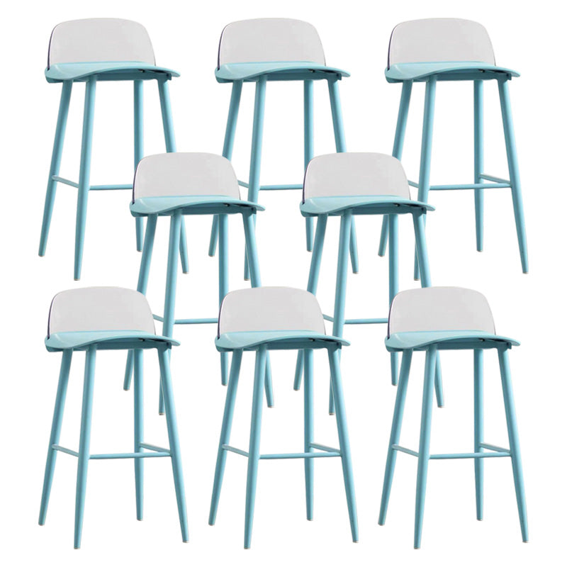 Scandinavian Footrest Home Stool Matte Finish Plastic Bar Stool Blue-Clear 8 Piece Set Clearhalo 'Bar Furniture' 'Bar Stools' 'bar_stools' 'furn' 'furn_bar_stools' 'Furniture' 'furniture_bar_stools' 'Kitchen & Dining Furniture' 4984345