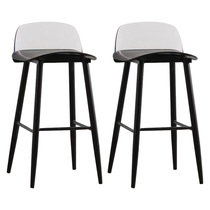Scandinavian Footrest Home Stool Matte Finish Plastic Bar Stool Black Clear 2 Piece Set Clearhalo 'Bar Furniture' 'Bar Stools' 'bar_stools' 'furn' 'furn_bar_stools' 'Furniture' 'furniture_bar_stools' 'Kitchen & Dining Furniture' 4984346