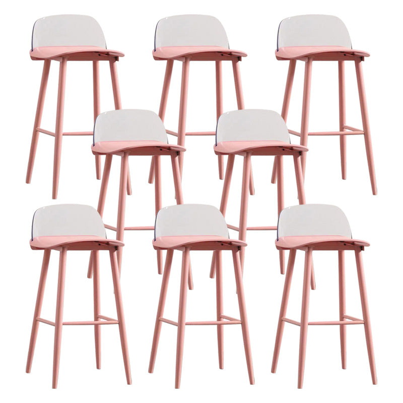 Scandinavian Footrest Home Stool Matte Finish Plastic Bar Stool Red Clear 8 Piece Set Clearhalo 'Bar Furniture' 'Bar Stools' 'bar_stools' 'furn' 'furn_bar_stools' 'Furniture' 'furniture_bar_stools' 'Kitchen & Dining Furniture' 4984369