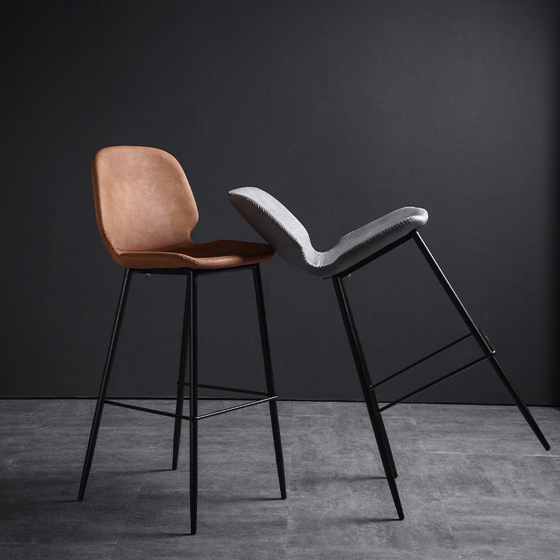 Scandinavian Matte Finish Leather Barstool Footrest Living Room Stool Clearhalo 'Bar Furniture' 'Bar Stools' 'bar_stools' 'furn' 'furn_bar_stools' 'Furniture' 'furniture_bar_stools' 'Kitchen & Dining Furniture' 4984372