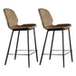 Scandinavian Matte Finish Leather Barstool Footrest Living Room Stool Light Brown 2 Piece Set Counter Stool(26"H) Clearhalo 'Bar Furniture' 'Bar Stools' 'bar_stools' 'furn' 'furn_bar_stools' 'Furniture' 'furniture_bar_stools' 'Kitchen & Dining Furniture' 4984373