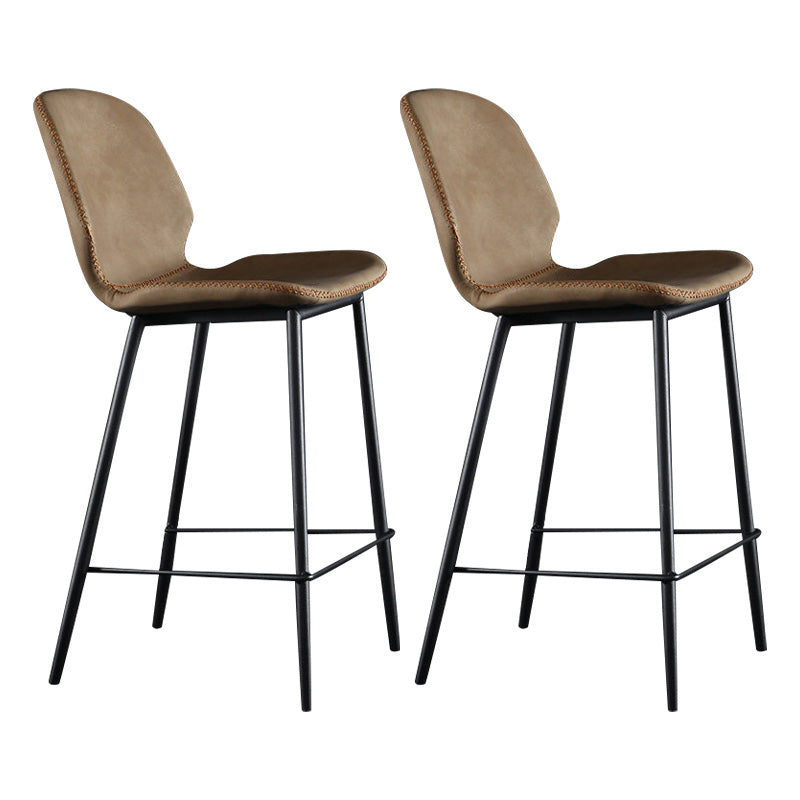 Scandinavian Matte Finish Leather Barstool Footrest Living Room Stool Light Brown 2 Piece Set Counter Stool(26"H) Clearhalo 'Bar Furniture' 'Bar Stools' 'bar_stools' 'furn' 'furn_bar_stools' 'Furniture' 'furniture_bar_stools' 'Kitchen & Dining Furniture' 4984373