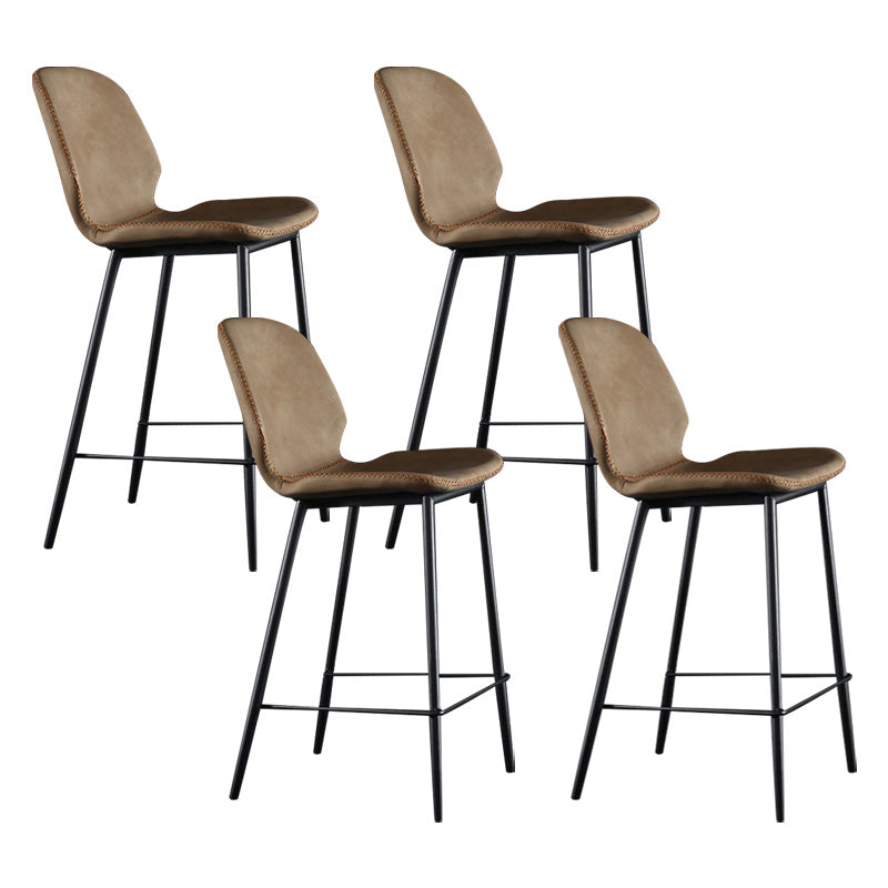 Scandinavian Matte Finish Leather Barstool Footrest Living Room Stool Light Brown 4 Piece Set Counter Stool(26"H) Clearhalo 'Bar Furniture' 'Bar Stools' 'bar_stools' 'furn' 'furn_bar_stools' 'Furniture' 'furniture_bar_stools' 'Kitchen & Dining Furniture' 4984374