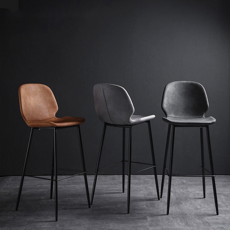 Scandinavian Matte Finish Leather Barstool Footrest Living Room Stool Clearhalo 'Bar Furniture' 'Bar Stools' 'bar_stools' 'furn' 'furn_bar_stools' 'Furniture' 'furniture_bar_stools' 'Kitchen & Dining Furniture' 4984375