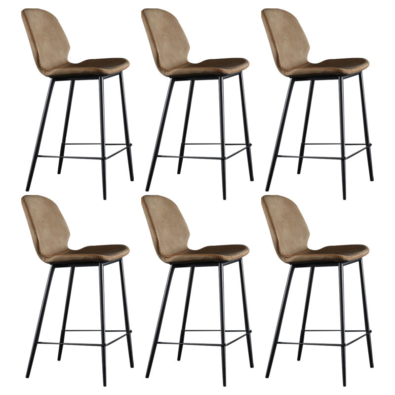 Scandinavian Matte Finish Leather Barstool Footrest Living Room Stool Light Brown 6 Piece Set Counter Stool(26"H) Clearhalo 'Bar Furniture' 'Bar Stools' 'bar_stools' 'furn' 'furn_bar_stools' 'Furniture' 'furniture_bar_stools' 'Kitchen & Dining Furniture' 4984376
