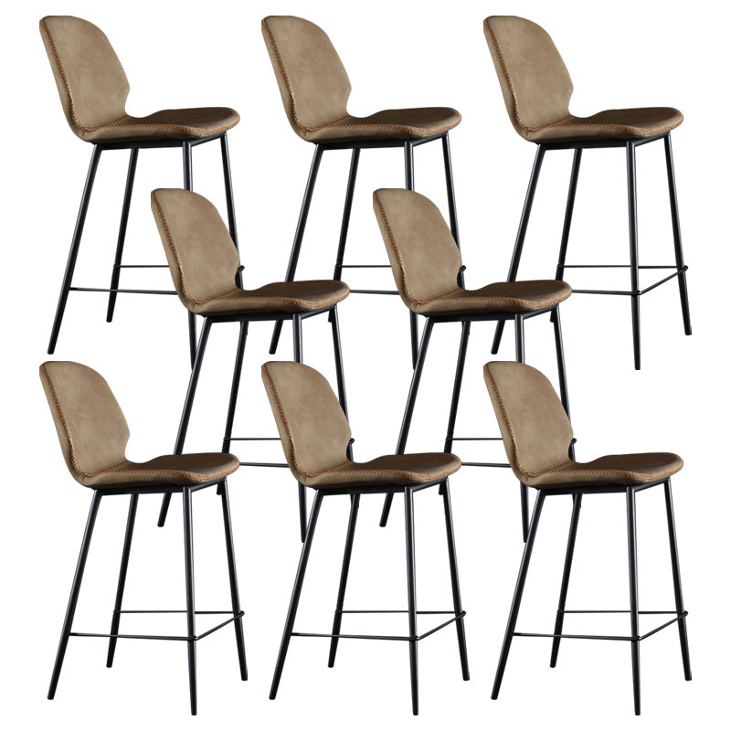 Scandinavian Matte Finish Leather Barstool Footrest Living Room Stool Light Brown 8 Piece Set Counter Stool(26"H) Clearhalo 'Bar Furniture' 'Bar Stools' 'bar_stools' 'furn' 'furn_bar_stools' 'Furniture' 'furniture_bar_stools' 'Kitchen & Dining Furniture' 4984378
