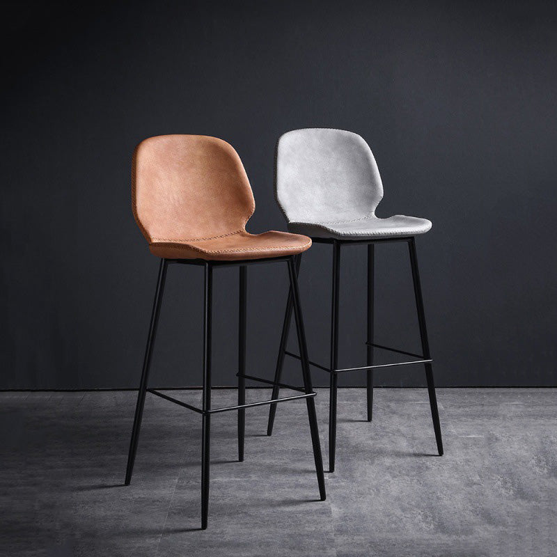 Scandinavian Matte Finish Leather Barstool Footrest Living Room Stool Clearhalo 'Bar Furniture' 'Bar Stools' 'bar_stools' 'furn' 'furn_bar_stools' 'Furniture' 'furniture_bar_stools' 'Kitchen & Dining Furniture' 4984379