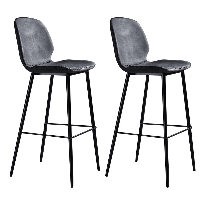 Scandinavian Matte Finish Leather Barstool Footrest Living Room Stool Dark Gray 2 Piece Set Clearhalo 'Bar Furniture' 'Bar Stools' 'bar_stools' 'furn' 'furn_bar_stools' 'Furniture' 'furniture_bar_stools' 'Kitchen & Dining Furniture' 4984381