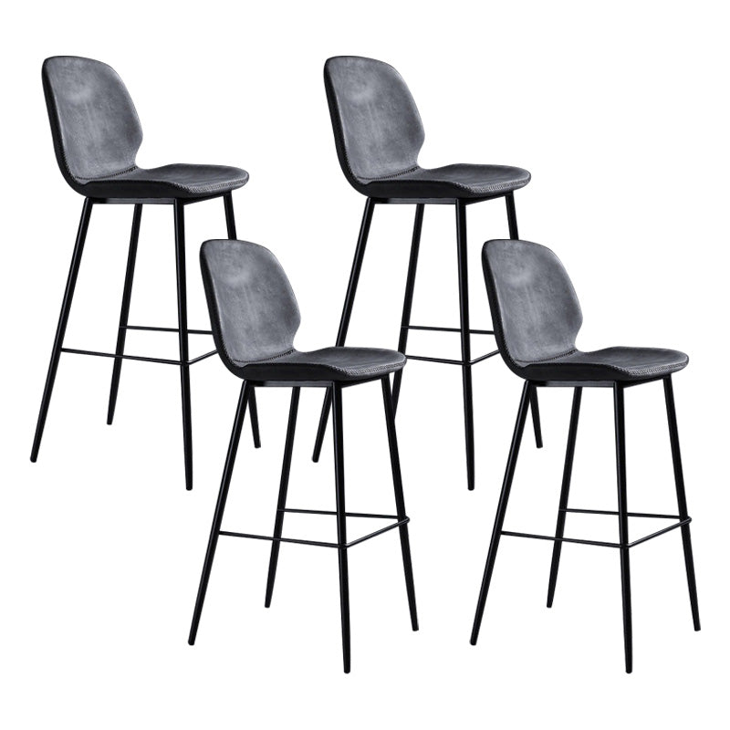 Scandinavian Matte Finish Leather Barstool Footrest Living Room Stool Dark Gray 4 Piece Set Clearhalo 'Bar Furniture' 'Bar Stools' 'bar_stools' 'furn' 'furn_bar_stools' 'Furniture' 'furniture_bar_stools' 'Kitchen & Dining Furniture' 4984383