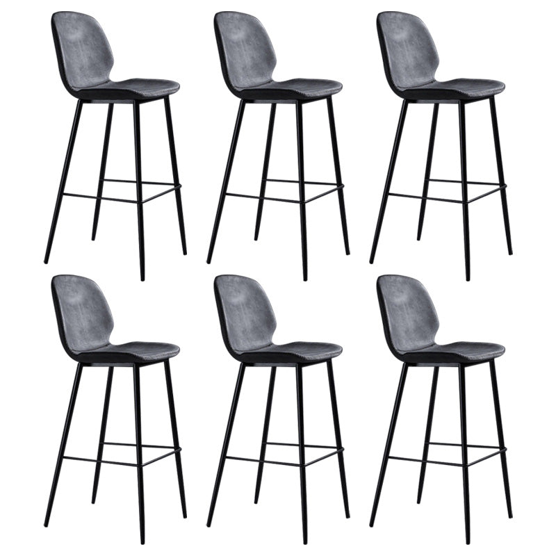 Scandinavian Matte Finish Leather Barstool Footrest Living Room Stool Dark Gray 6 Piece Set Clearhalo 'Bar Furniture' 'Bar Stools' 'bar_stools' 'furn' 'furn_bar_stools' 'Furniture' 'furniture_bar_stools' 'Kitchen & Dining Furniture' 4984385
