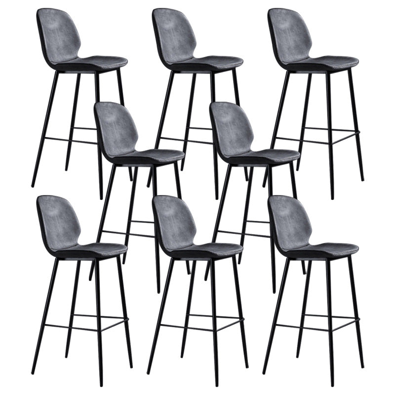 Scandinavian Matte Finish Leather Barstool Footrest Living Room Stool Dark Gray 8 Piece Set Clearhalo 'Bar Furniture' 'Bar Stools' 'bar_stools' 'furn' 'furn_bar_stools' 'Furniture' 'furniture_bar_stools' 'Kitchen & Dining Furniture' 4984387