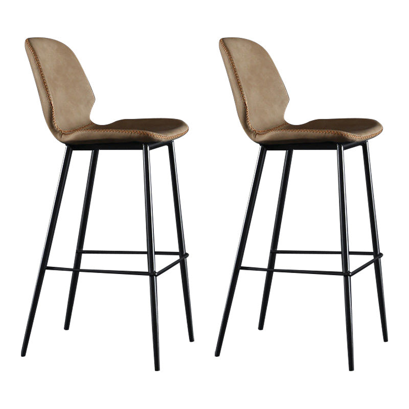 Scandinavian Matte Finish Leather Barstool Footrest Living Room Stool Light Brown 2 Piece Set Bar Stool(30"H) Clearhalo 'Bar Furniture' 'Bar Stools' 'bar_stools' 'furn' 'furn_bar_stools' 'Furniture' 'furniture_bar_stools' 'Kitchen & Dining Furniture' 4984389