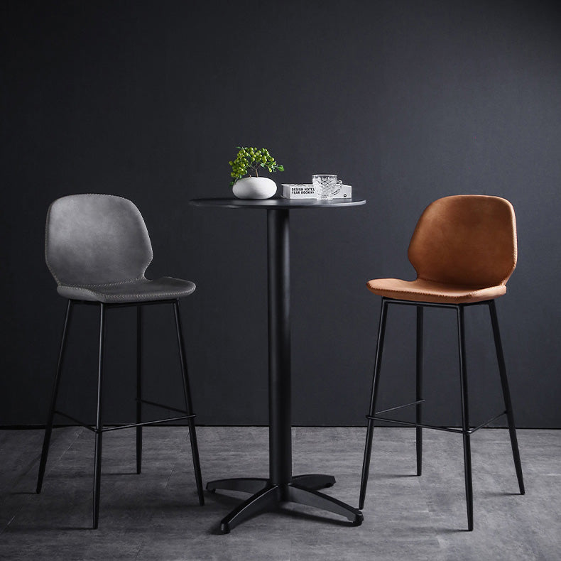 Scandinavian Matte Finish Leather Barstool Footrest Living Room Stool Clearhalo 'Bar Furniture' 'Bar Stools' 'bar_stools' 'furn' 'furn_bar_stools' 'Furniture' 'furniture_bar_stools' 'Kitchen & Dining Furniture' 4984390