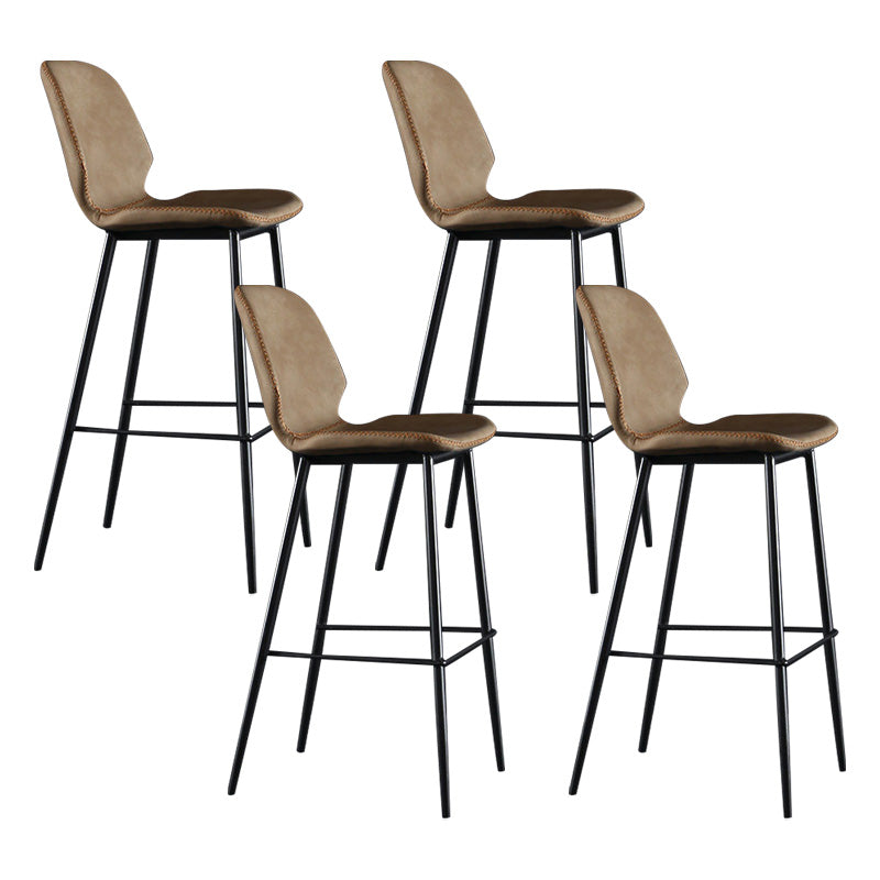 Scandinavian Matte Finish Leather Barstool Footrest Living Room Stool Light Brown 4 Piece Set Bar Stool(30"H) Clearhalo 'Bar Furniture' 'Bar Stools' 'bar_stools' 'furn' 'furn_bar_stools' 'Furniture' 'furniture_bar_stools' 'Kitchen & Dining Furniture' 4984391