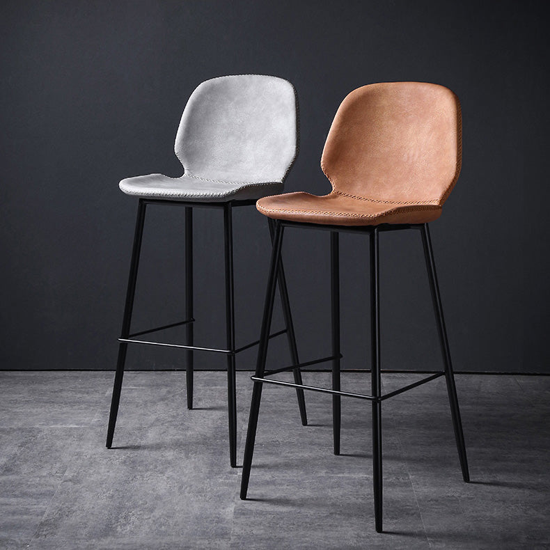 Scandinavian Matte Finish Leather Barstool Footrest Living Room Stool Clearhalo 'Bar Furniture' 'Bar Stools' 'bar_stools' 'furn' 'furn_bar_stools' 'Furniture' 'furniture_bar_stools' 'Kitchen & Dining Furniture' 4984393