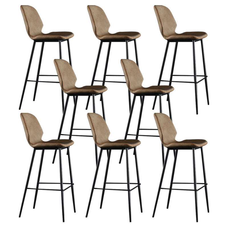 Scandinavian Matte Finish Leather Barstool Footrest Living Room Stool Light Brown 8 Piece Set Bar Stool(30"H) Clearhalo 'Bar Furniture' 'Bar Stools' 'bar_stools' 'furn' 'furn_bar_stools' 'Furniture' 'furniture_bar_stools' 'Kitchen & Dining Furniture' 4984394