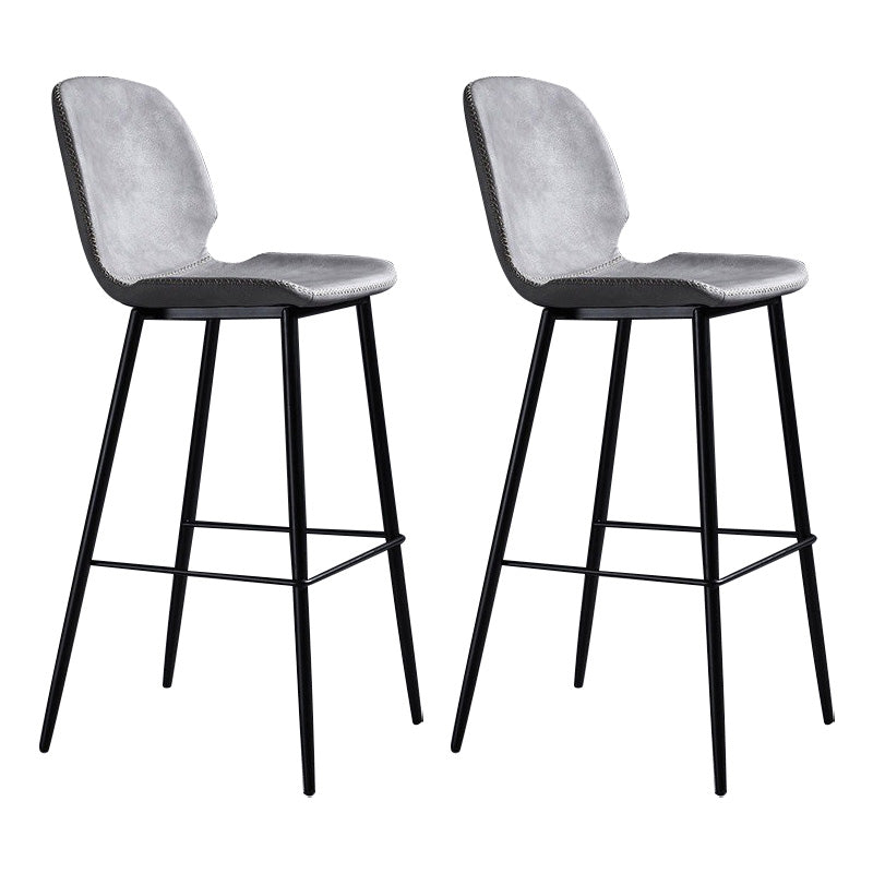 Scandinavian Matte Finish Leather Barstool Footrest Living Room Stool Light Gray 2 Piece Set Clearhalo 'Bar Furniture' 'Bar Stools' 'bar_stools' 'furn' 'furn_bar_stools' 'Furniture' 'furniture_bar_stools' 'Kitchen & Dining Furniture' 4984396