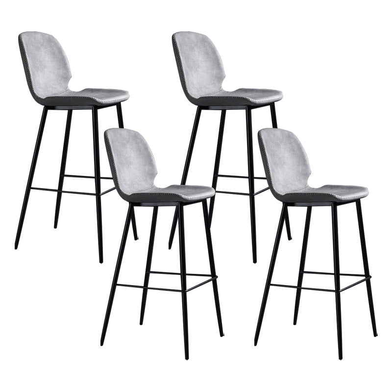 Scandinavian Matte Finish Leather Barstool Footrest Living Room Stool Light Gray 4 Piece Set Clearhalo 'Bar Furniture' 'Bar Stools' 'bar_stools' 'furn' 'furn_bar_stools' 'Furniture' 'furniture_bar_stools' 'Kitchen & Dining Furniture' 4984397