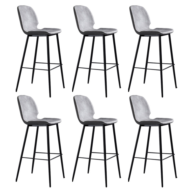 Scandinavian Matte Finish Leather Barstool Footrest Living Room Stool Light Gray 6 Piece Set Clearhalo 'Bar Furniture' 'Bar Stools' 'bar_stools' 'furn' 'furn_bar_stools' 'Furniture' 'furniture_bar_stools' 'Kitchen & Dining Furniture' 4984398