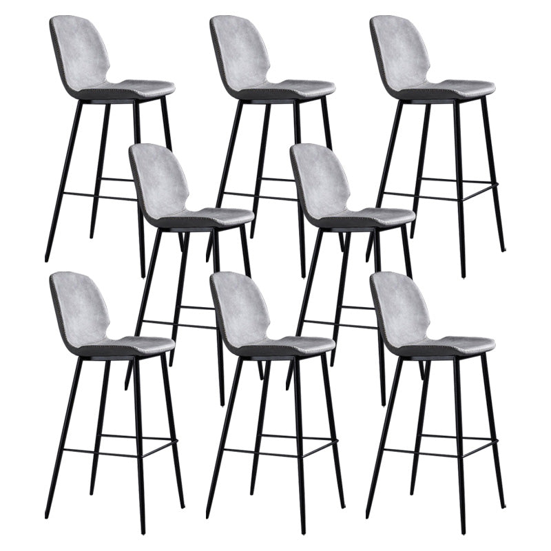 Scandinavian Matte Finish Leather Barstool Footrest Living Room Stool Light Gray 8 Piece Set Clearhalo 'Bar Furniture' 'Bar Stools' 'bar_stools' 'furn' 'furn_bar_stools' 'Furniture' 'furniture_bar_stools' 'Kitchen & Dining Furniture' 4984399