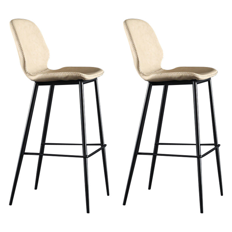 Scandinavian Matte Finish Leather Barstool Footrest Living Room Stool Beige 2 Piece Set Bar Stool(30"H) Clearhalo 'Bar Furniture' 'Bar Stools' 'bar_stools' 'furn' 'furn_bar_stools' 'Furniture' 'furniture_bar_stools' 'Kitchen & Dining Furniture' 4984400