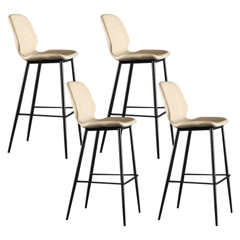 Scandinavian Matte Finish Leather Barstool Footrest Living Room Stool Beige 4 Piece Set Bar Stool(30"H) Clearhalo 'Bar Furniture' 'Bar Stools' 'bar_stools' 'furn' 'furn_bar_stools' 'Furniture' 'furniture_bar_stools' 'Kitchen & Dining Furniture' 4984401