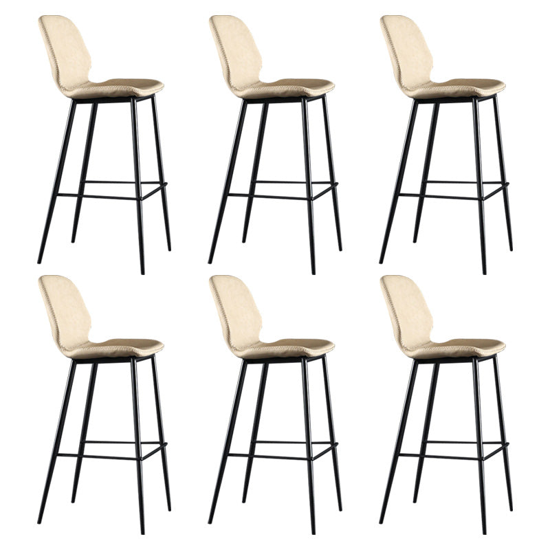 Scandinavian Matte Finish Leather Barstool Footrest Living Room Stool Beige 6 Piece Set Bar Stool(30"H) Clearhalo 'Bar Furniture' 'Bar Stools' 'bar_stools' 'furn' 'furn_bar_stools' 'Furniture' 'furniture_bar_stools' 'Kitchen & Dining Furniture' 4984402