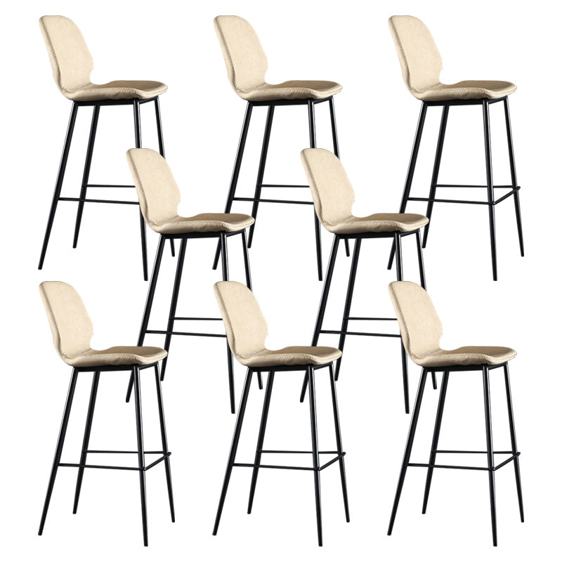 Scandinavian Matte Finish Leather Barstool Footrest Living Room Stool Beige 8 Piece Set Bar Stool(30"H) Clearhalo 'Bar Furniture' 'Bar Stools' 'bar_stools' 'furn' 'furn_bar_stools' 'Furniture' 'furniture_bar_stools' 'Kitchen & Dining Furniture' 4984403
