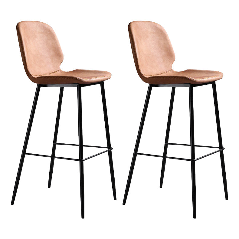 Scandinavian Matte Finish Leather Barstool Footrest Living Room Stool Orange 2 Piece Set Clearhalo 'Bar Furniture' 'Bar Stools' 'bar_stools' 'furn' 'furn_bar_stools' 'Furniture' 'furniture_bar_stools' 'Kitchen & Dining Furniture' 4984404