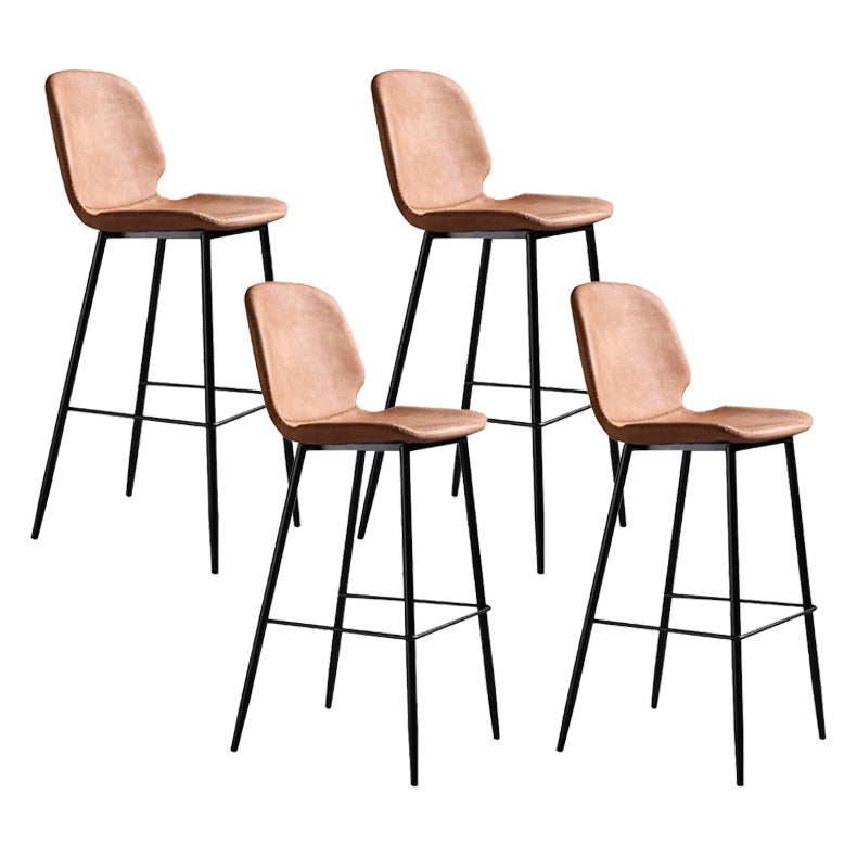 Scandinavian Matte Finish Leather Barstool Footrest Living Room Stool Orange 4 Piece Set Clearhalo 'Bar Furniture' 'Bar Stools' 'bar_stools' 'furn' 'furn_bar_stools' 'Furniture' 'furniture_bar_stools' 'Kitchen & Dining Furniture' 4984405