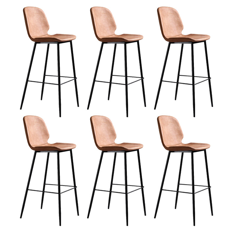 Scandinavian Matte Finish Leather Barstool Footrest Living Room Stool Orange 6 Piece Set Clearhalo 'Bar Furniture' 'Bar Stools' 'bar_stools' 'furn' 'furn_bar_stools' 'Furniture' 'furniture_bar_stools' 'Kitchen & Dining Furniture' 4984406