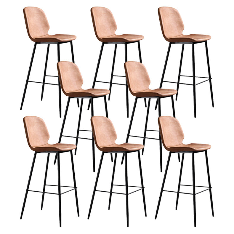 Scandinavian Matte Finish Leather Barstool Footrest Living Room Stool Orange 8 Piece Set Clearhalo 'Bar Furniture' 'Bar Stools' 'bar_stools' 'furn' 'furn_bar_stools' 'Furniture' 'furniture_bar_stools' 'Kitchen & Dining Furniture' 4984407