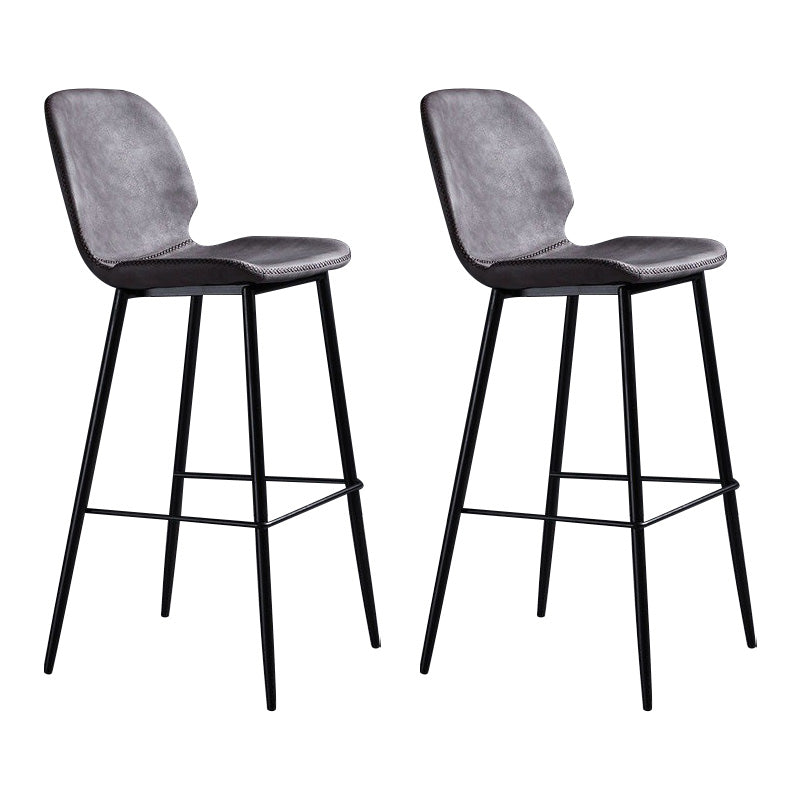 Scandinavian Matte Finish Leather Barstool Footrest Living Room Stool Dark Brown 2 Piece Set Clearhalo 'Bar Furniture' 'Bar Stools' 'bar_stools' 'furn' 'furn_bar_stools' 'Furniture' 'furniture_bar_stools' 'Kitchen & Dining Furniture' 4984408