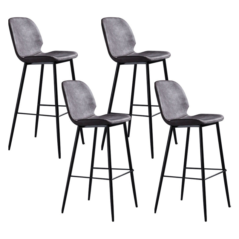 Scandinavian Matte Finish Leather Barstool Footrest Living Room Stool Dark Brown 4 Piece Set Clearhalo 'Bar Furniture' 'Bar Stools' 'bar_stools' 'furn' 'furn_bar_stools' 'Furniture' 'furniture_bar_stools' 'Kitchen & Dining Furniture' 4984409