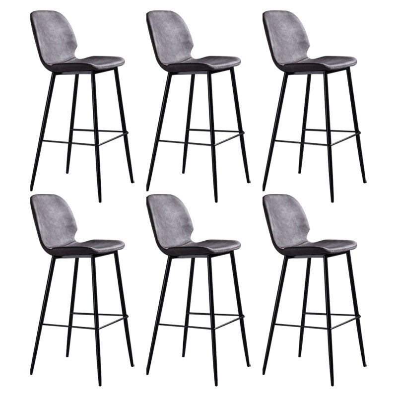 Scandinavian Matte Finish Leather Barstool Footrest Living Room Stool Dark Brown 6 Piece Set Clearhalo 'Bar Furniture' 'Bar Stools' 'bar_stools' 'furn' 'furn_bar_stools' 'Furniture' 'furniture_bar_stools' 'Kitchen & Dining Furniture' 4984410