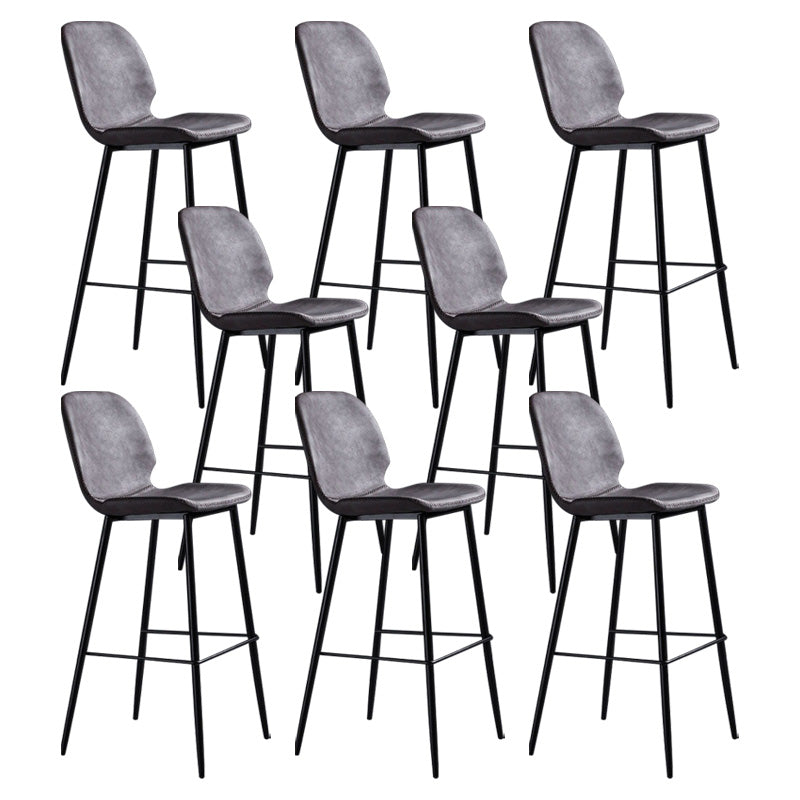 Scandinavian Matte Finish Leather Barstool Footrest Living Room Stool Dark Brown 8 Piece Set Clearhalo 'Bar Furniture' 'Bar Stools' 'bar_stools' 'furn' 'furn_bar_stools' 'Furniture' 'furniture_bar_stools' 'Kitchen & Dining Furniture' 4984411