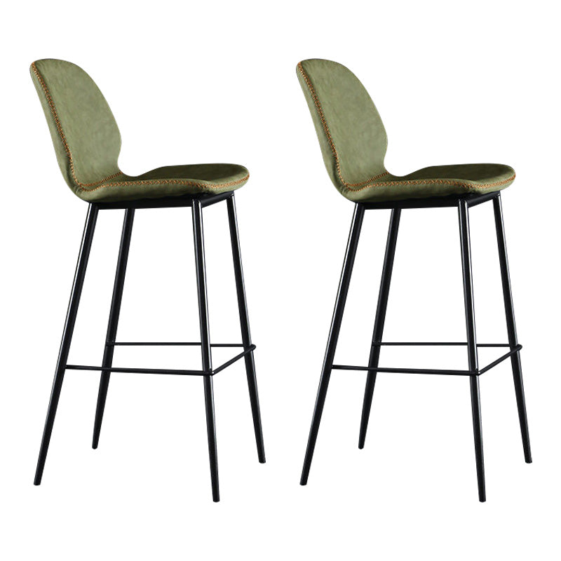 Scandinavian Matte Finish Leather Barstool Footrest Living Room Stool Green 2 Piece Set Bar Stool(30"H) Clearhalo 'Bar Furniture' 'Bar Stools' 'bar_stools' 'furn' 'furn_bar_stools' 'Furniture' 'furniture_bar_stools' 'Kitchen & Dining Furniture' 4984412