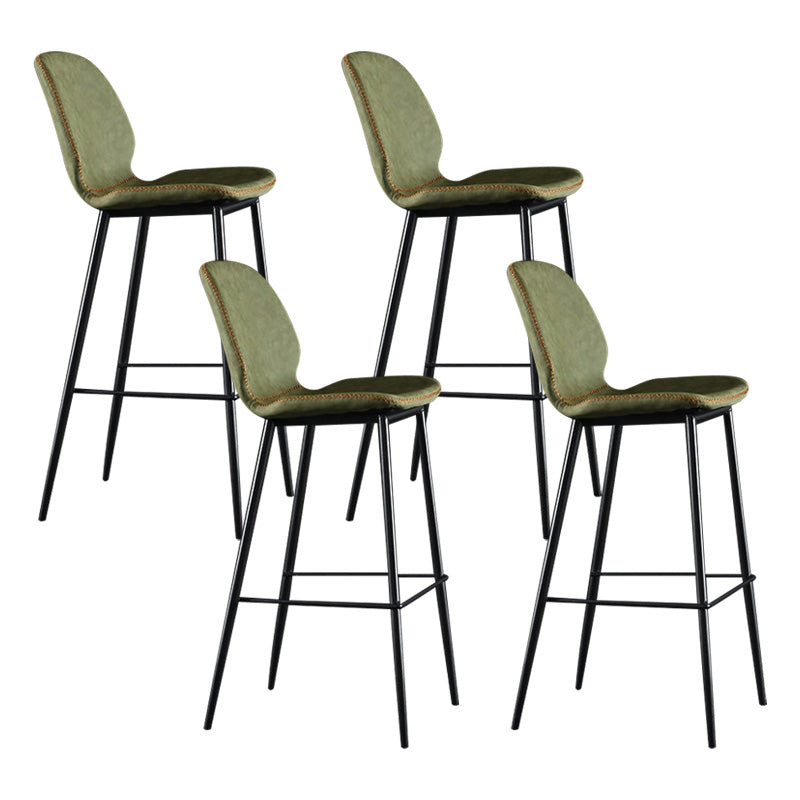 Scandinavian Matte Finish Leather Barstool Footrest Living Room Stool Green 4 Piece Set Bar Stool(30"H) Clearhalo 'Bar Furniture' 'Bar Stools' 'bar_stools' 'furn' 'furn_bar_stools' 'Furniture' 'furniture_bar_stools' 'Kitchen & Dining Furniture' 4984413
