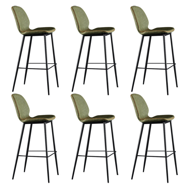 Scandinavian Matte Finish Leather Barstool Footrest Living Room Stool Green 6 Piece Set Bar Stool(30"H) Clearhalo 'Bar Furniture' 'Bar Stools' 'bar_stools' 'furn' 'furn_bar_stools' 'Furniture' 'furniture_bar_stools' 'Kitchen & Dining Furniture' 4984414