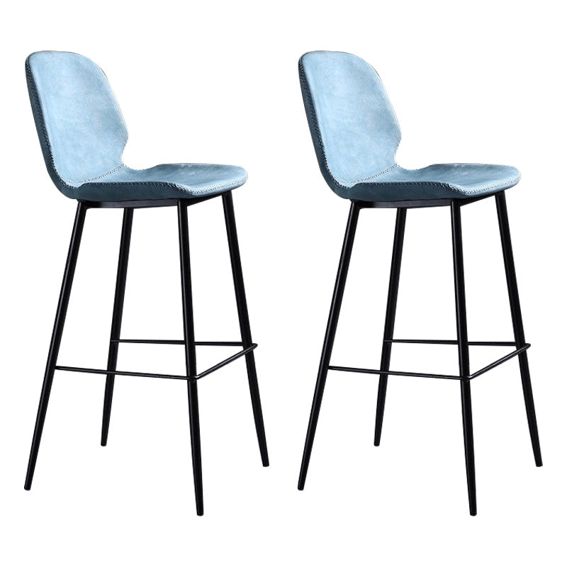 Scandinavian Matte Finish Leather Barstool Footrest Living Room Stool Blue 2 Piece Set Clearhalo 'Bar Furniture' 'Bar Stools' 'bar_stools' 'furn' 'furn_bar_stools' 'Furniture' 'furniture_bar_stools' 'Kitchen & Dining Furniture' 4984416