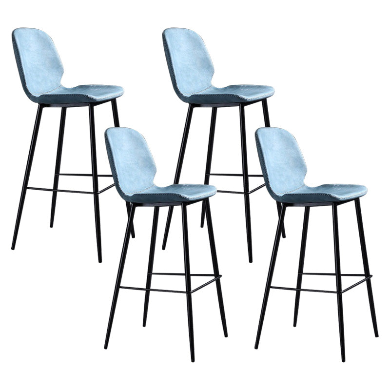 Scandinavian Matte Finish Leather Barstool Footrest Living Room Stool Blue 4 Piece Set Clearhalo 'Bar Furniture' 'Bar Stools' 'bar_stools' 'furn' 'furn_bar_stools' 'Furniture' 'furniture_bar_stools' 'Kitchen & Dining Furniture' 4984417
