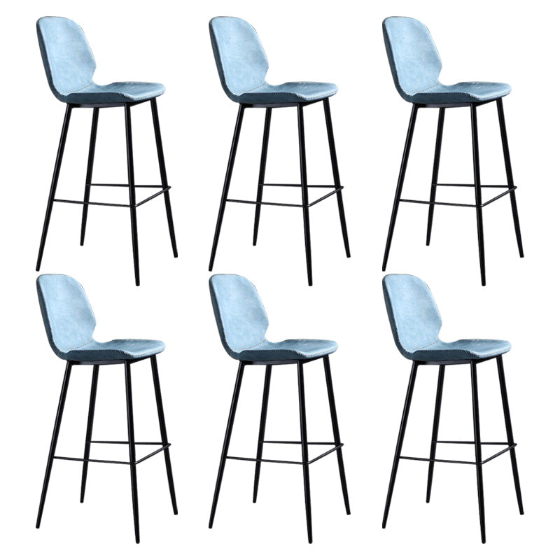 Scandinavian Matte Finish Leather Barstool Footrest Living Room Stool Blue 6 Piece Set Clearhalo 'Bar Furniture' 'Bar Stools' 'bar_stools' 'furn' 'furn_bar_stools' 'Furniture' 'furniture_bar_stools' 'Kitchen & Dining Furniture' 4984418