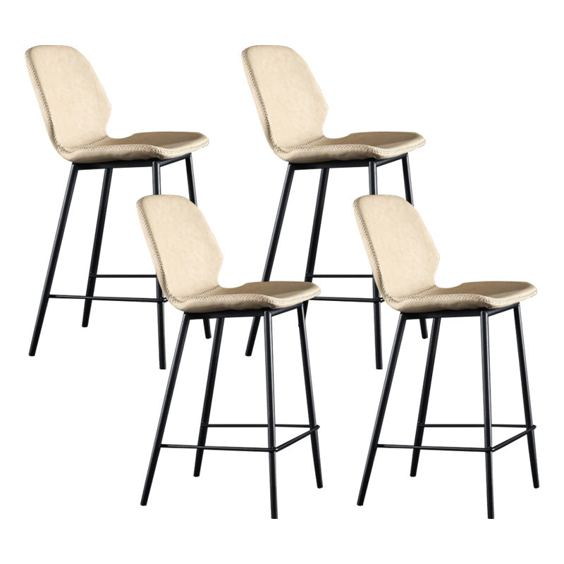 Scandinavian Matte Finish Leather Barstool Footrest Living Room Stool Beige 4 Piece Set Counter Stool(26"H) Clearhalo 'Bar Furniture' 'Bar Stools' 'bar_stools' 'furn' 'furn_bar_stools' 'Furniture' 'furniture_bar_stools' 'Kitchen & Dining Furniture' 4984421