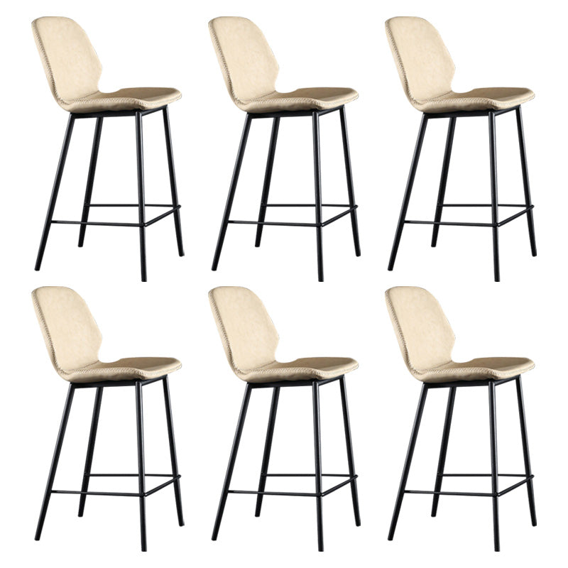 Scandinavian Matte Finish Leather Barstool Footrest Living Room Stool Beige 6 Piece Set Counter Stool(26"H) Clearhalo 'Bar Furniture' 'Bar Stools' 'bar_stools' 'furn' 'furn_bar_stools' 'Furniture' 'furniture_bar_stools' 'Kitchen & Dining Furniture' 4984422