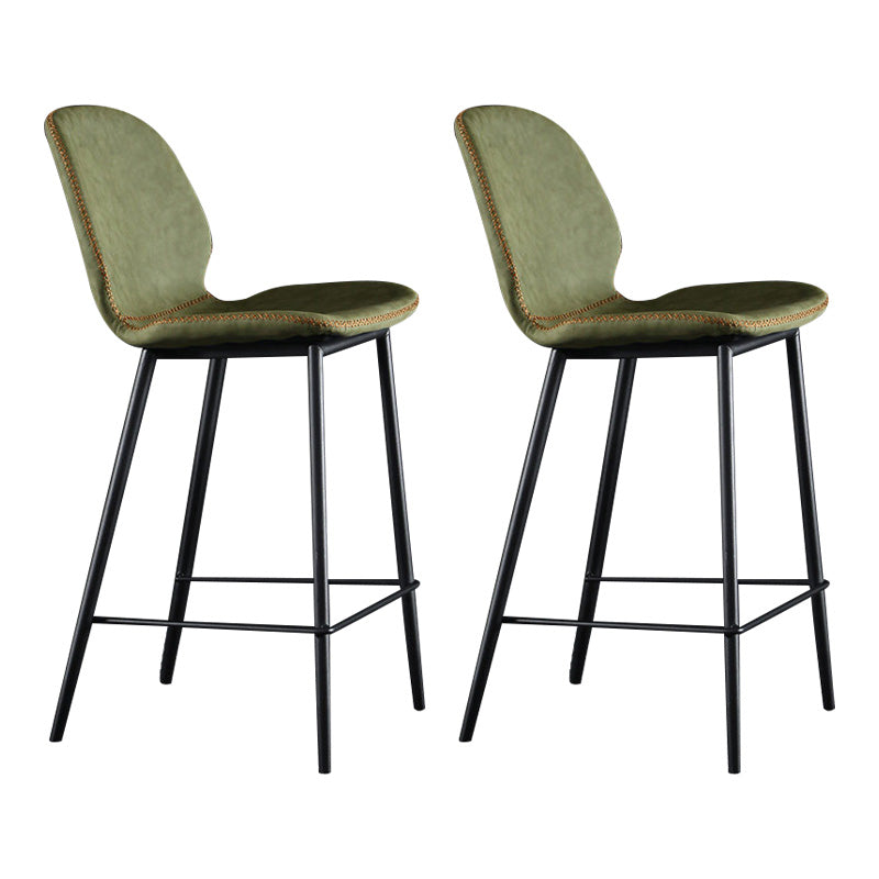 Scandinavian Matte Finish Leather Barstool Footrest Living Room Stool Green 2 Piece Set Counter Stool(26"H) Clearhalo 'Bar Furniture' 'Bar Stools' 'bar_stools' 'furn' 'furn_bar_stools' 'Furniture' 'furniture_bar_stools' 'Kitchen & Dining Furniture' 4984424