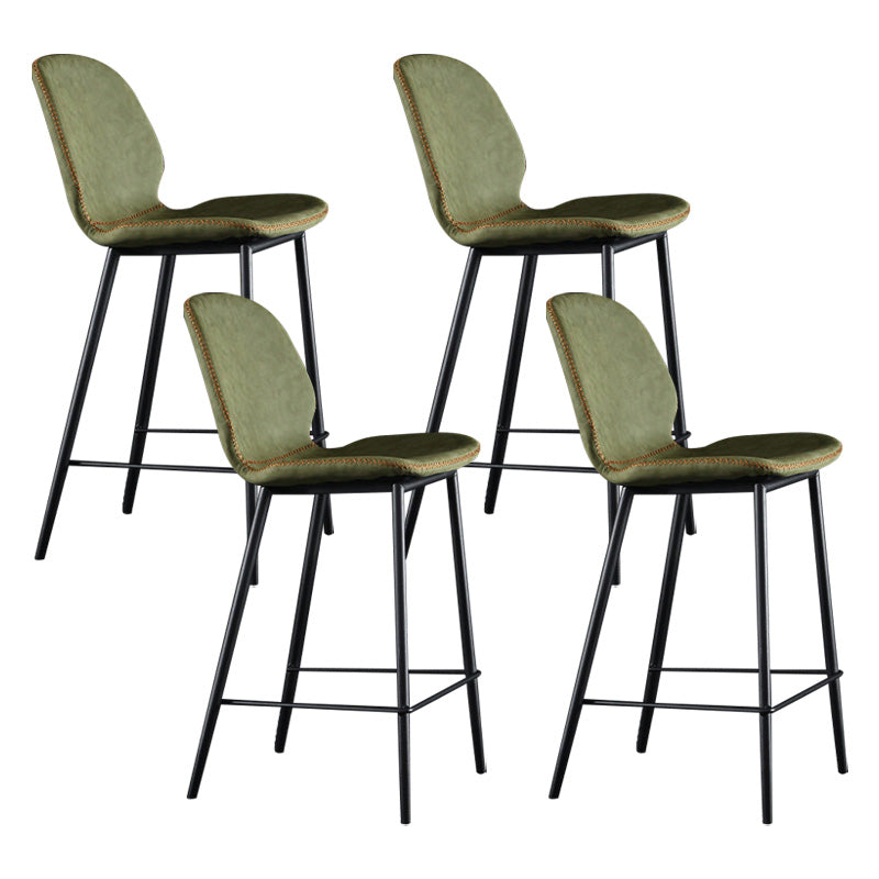 Scandinavian Matte Finish Leather Barstool Footrest Living Room Stool Green 4 Piece Set Counter Stool(26"H) Clearhalo 'Bar Furniture' 'Bar Stools' 'bar_stools' 'furn' 'furn_bar_stools' 'Furniture' 'furniture_bar_stools' 'Kitchen & Dining Furniture' 4984425