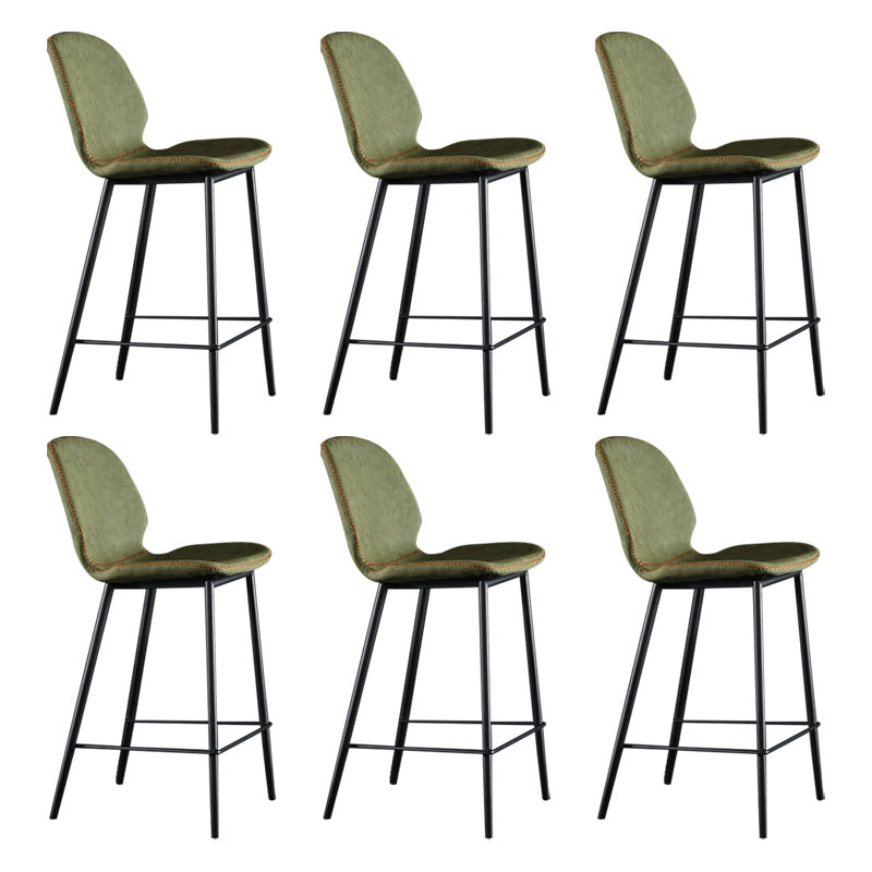 Scandinavian Matte Finish Leather Barstool Footrest Living Room Stool Green 6 Piece Set Counter Stool(26"H) Clearhalo 'Bar Furniture' 'Bar Stools' 'bar_stools' 'furn' 'furn_bar_stools' 'Furniture' 'furniture_bar_stools' 'Kitchen & Dining Furniture' 4984426