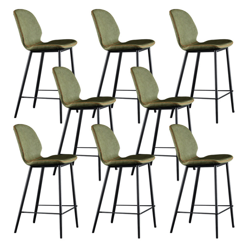 Scandinavian Matte Finish Leather Barstool Footrest Living Room Stool Green 8 Piece Set Counter Stool(26"H) Clearhalo 'Bar Furniture' 'Bar Stools' 'bar_stools' 'furn' 'furn_bar_stools' 'Furniture' 'furniture_bar_stools' 'Kitchen & Dining Furniture' 4984427